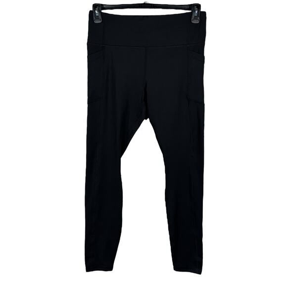 Avia Large (12-14) Core Leggings Stretch Side Pockets Hi-Rise Drawstring Black - Picture 1 of 8